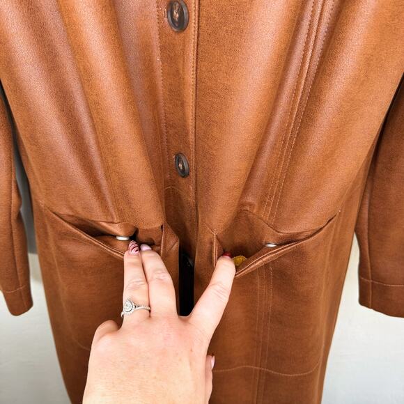 NWOT Free People Carmen Vegan Suede Chutney Long Duster Trench Coat Jacket XS - Picture 5 of 15